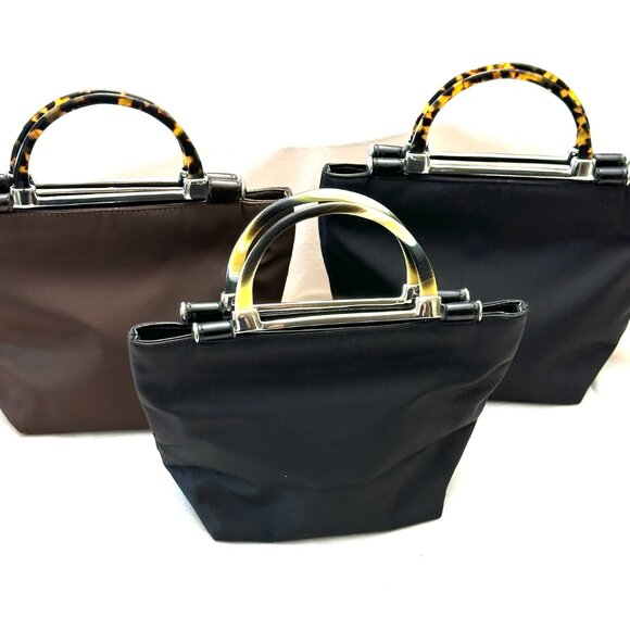 HANDLE BAG WITH TORTOISE (FAUX) OR HORN (FAUX) HANDLE - Picture 1 of 16